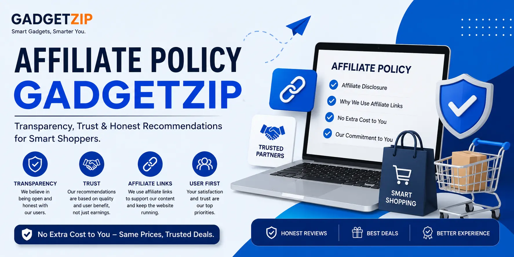 Affiliate Policy GadgetZip explaining affiliate links and product recommendations