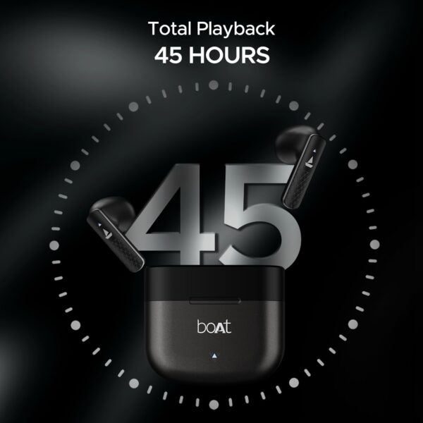 boAt Airdopes 91 Prime, 45HRS Battery, 13mm Drivers, Metallic Finish, Low Latency,ENx Tech, Fast Charge, v5.3 Bluetooth TWS in Ear Earbuds Wireless Earphones with mic (Midnight Black)