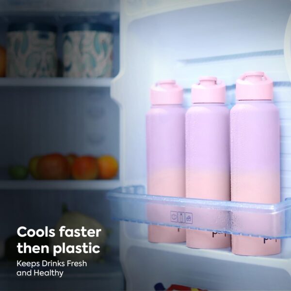 PEXPO Craft Pro 1000 ISI Certified Stainless Steel Sports/Fridge Water Bottle with Sipper Cap - 950ml | Single Wall | For Home, Office, Gym, Travelling | Lightweight| BPA Free - Pink&Purple Ombre