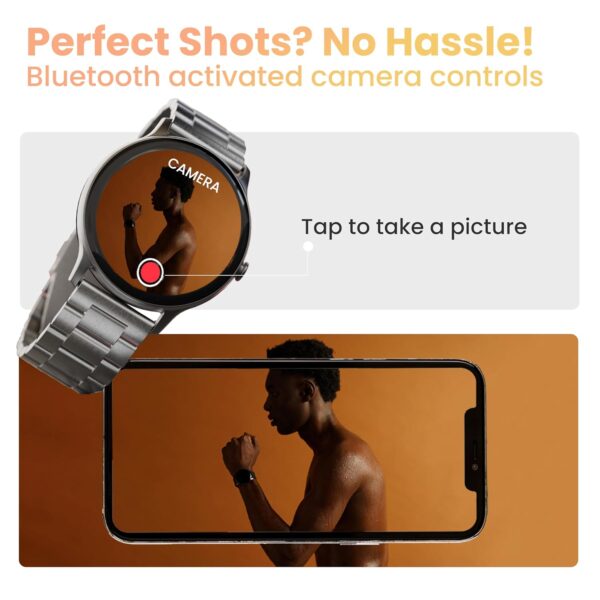 GOBOULT Newly Launched Dire Smartwatch 1.38'' 2.5D Curved HD Display, BT Calling, 500 Nits Brightness, IP67, 250+ Watchfaces, 120+ Sports Modes, AI Voice Assistant, SpO2 Monitoring (Chrome)