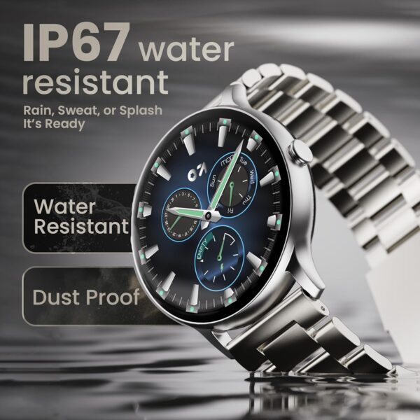 GOBOULT Newly Launched Dire Smartwatch 1.38'' 2.5D Curved HD Display, BT Calling, 500 Nits Brightness, IP67, 250+ Watchfaces, 120+ Sports Modes, AI Voice Assistant, SpO2 Monitoring (Chrome)