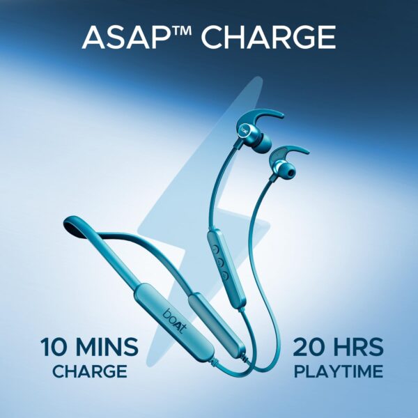 boAt Rockerz 255 Pro+, 60HRS Battery, Fast Charge, IPX7, Dual Pairing, Low Latency, Magnetic Earbuds, in Ear Bluetooth Neckband, Wireless with Mic Earphones (Teal Green)