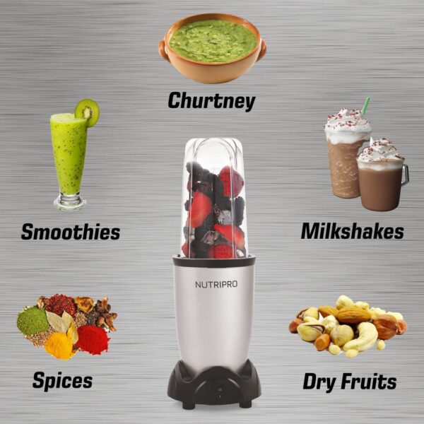 NutriPro Juicer Mixer Grinder - Smoothie Maker - 500 Watts (2 Jars & 1 Blade, Silver) - 2 Year Warranty