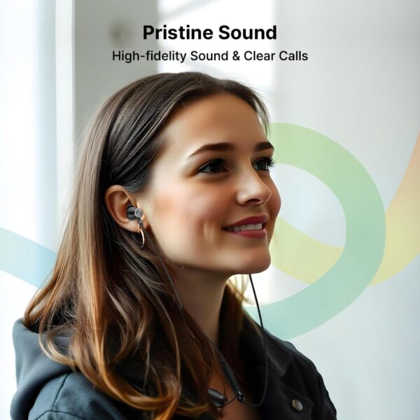 pTron Newly Launched Tangent Evolve w/ 50Hrs Playtime, HD Mic, Pristine Sound, Bluetooth V5.3 with Dual-Device Pairing Wireless Neckband, Voice Assistant, Type-C Fast Charging & IPX4 (Black)