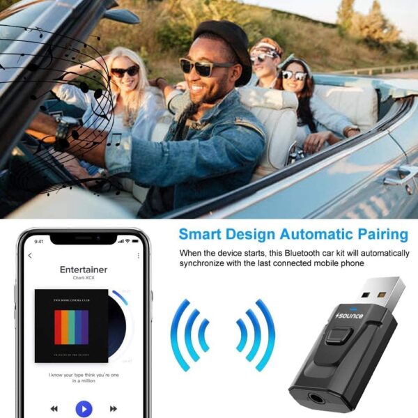 Sounce 2 in 1 Bluetooth 5.0 Transmitter Receiver | 3.5mm Stereo Audio Adapter with Mic | Portable Design | Driverless Plug and Play | Easy Slide Switch Mode | 50m Range | Compatible with Car, Aux