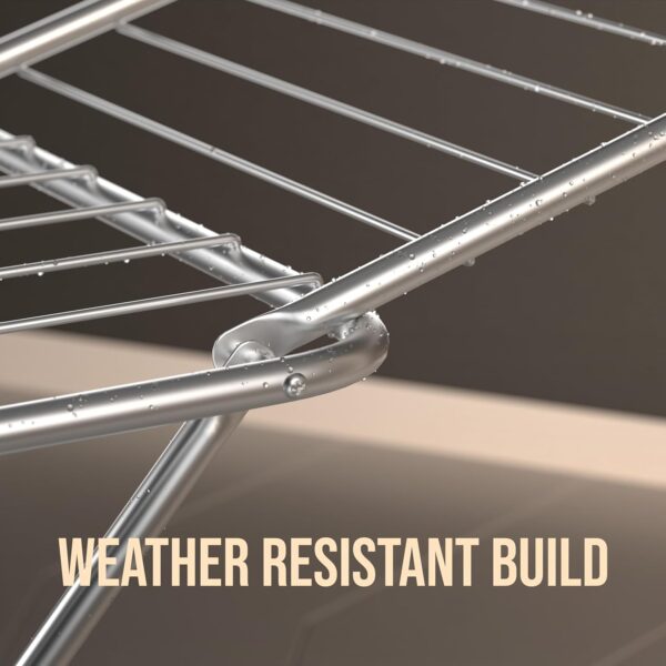 Amazon Basics Premium Mild Steel Cloth Drying Stand - 3 Way Folding, Lightweight, 42 Feet Drying Length, 20 Drying Rails (Silver), Pack of 1