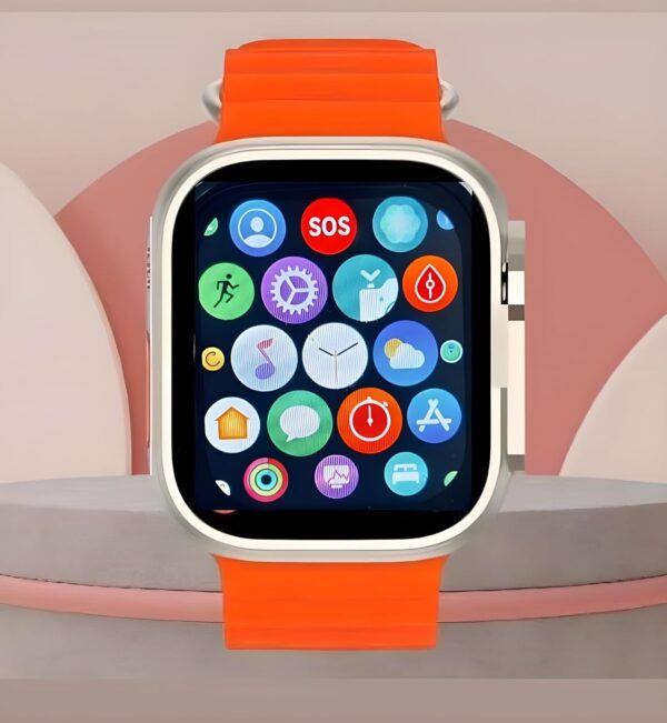 T800 Ultra Smartwatch – 1.99'' HD Display, Wireless Charging, Fitness Tracker, Bluetooth Call, Heart Rate Monitor, Waterproof - Compatible with Android & iOS (Orange)