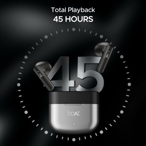 boAt Airdopes 91 Prime, 45HRS Battery, 13mm Drivers, Metallic Finish, Low Latency,ENx Tech, Fast Charge, v5.3 Bluetooth Earbuds, TWS Ear Buds Wireless Earphones with mic (Sonic Silver)