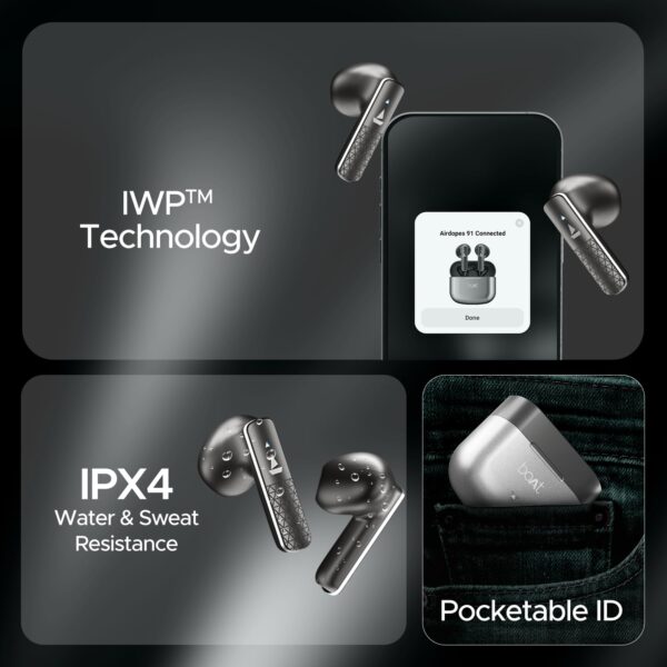 boAt Airdopes 91 Prime, 45HRS Battery, 13mm Drivers, Metallic Finish, Low Latency,ENx Tech, Fast Charge, v5.3 Bluetooth Earbuds, TWS Ear Buds Wireless Earphones with mic (Sonic Silver)