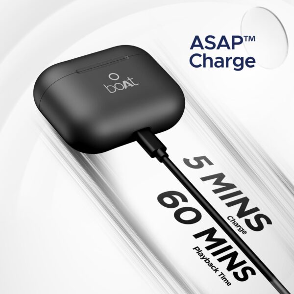 Boat Airdopes Joy, 35Hrs Battery, Fast Charge, IWP Tech, Low Latency, 2Mic ENx, Type-C Port, v5.3 Bluetooth Earbuds, TWS Ear Buds Wireless Earphones with mic(Jet Black)