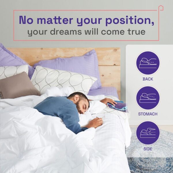 Wakefit Hollow Fiber Sleeping Pillow | Height Adjustable | Soft & Fluffy Comfort | White & Grey | 27 x 16 Inch | Set of 2 |Free Extra Fiber for Custom Comfort (300 Grams)