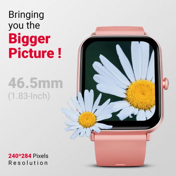 Fire-Boltt Ninja Call Pro Plus Smart Watch 1.83” HD Display, Bluetooth Calling, AI Voice Assistant, 100 Sports Modes, IP67 Waterproof, SpO2 Monitor, Smart Watch for Man & Woman- Pink