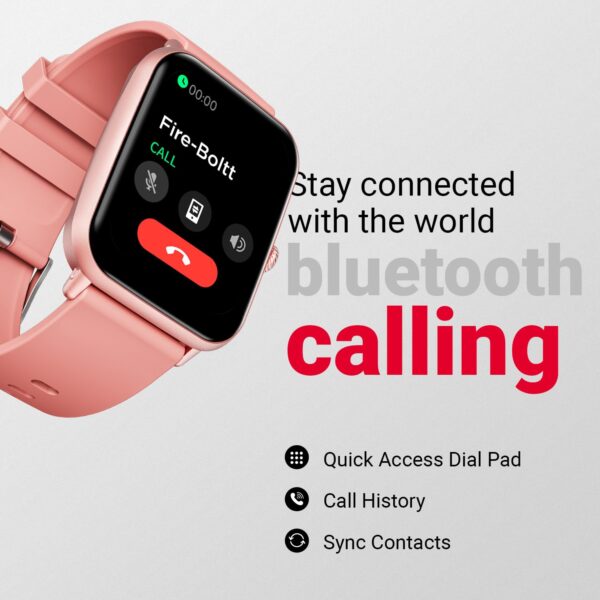 Fire-Boltt Ninja Call Pro Plus Smart Watch 1.83” HD Display, Bluetooth Calling, AI Voice Assistant, 100 Sports Modes, IP67 Waterproof, SpO2 Monitor, Smart Watch for Man & Woman- Pink