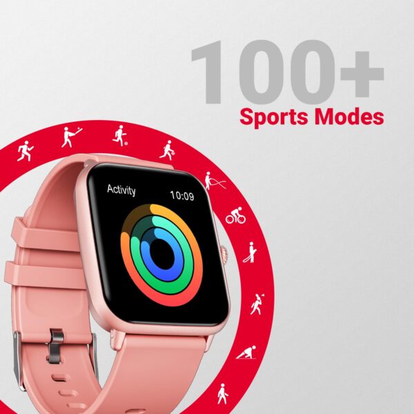 Fire-Boltt Ninja Call Pro Plus Smart Watch 1.83” HD Display, Bluetooth Calling, AI Voice Assistant, 100 Sports Modes, IP67 Waterproof, SpO2 Monitor, Smart Watch for Man & Woman- Pink