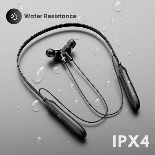 OOGE Tune 6 Neckband Bluetooth Headphones, 60H Playtime, Deep Bass, Type-C Charging, Magnetic Ear Tips, IPX4 Sweat Resistant, Sound Pulse Mic (Black)