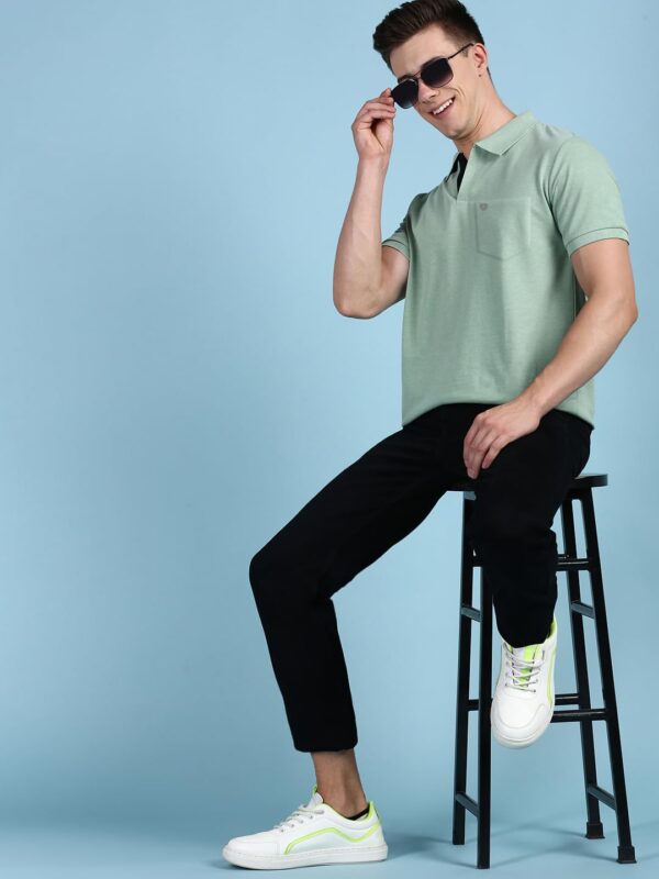 Lux Cozi Men's Half Sleeve Soild Casual Regular Fit T-Shirt with Chest Pocket | Polo Tshirt for Men