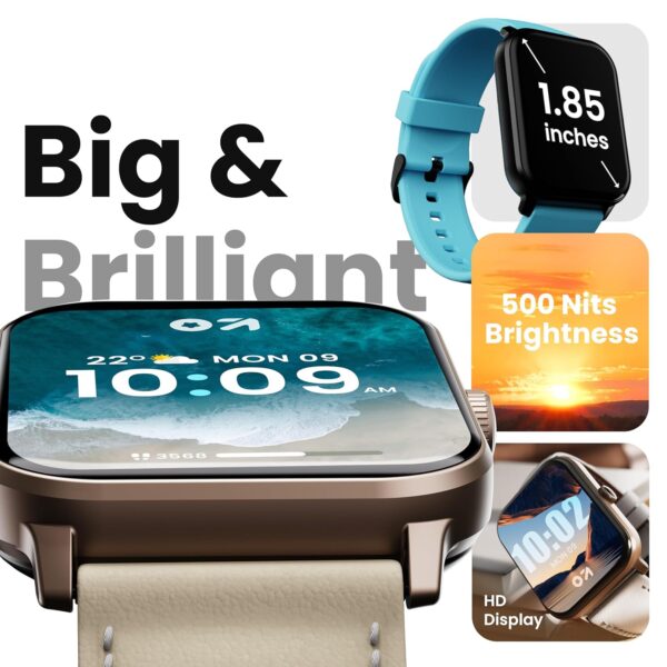 GOBOULT Drift+ Smart Watch 1.85''HD Screen, Bluetooth Calling, IP67, 500 Nits Brightness,150+ Watchfaces, AI Voice Assistant, SpO2 Monitoring, 100+ Sports Mode Smartwatch (Snow Leather)