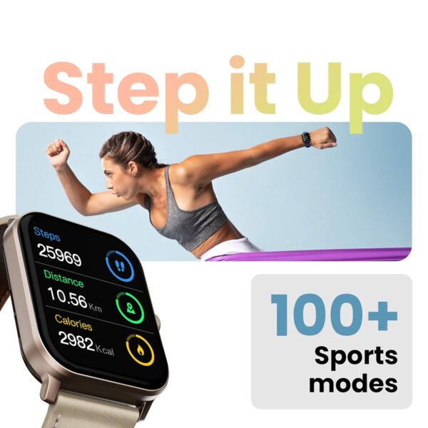 GOBOULT Drift+ Smart Watch 1.85''HD Screen, Bluetooth Calling, IP67, 500 Nits Brightness,150+ Watchfaces, AI Voice Assistant, SpO2 Monitoring, 100+ Sports Mode Smartwatch (Snow Leather)