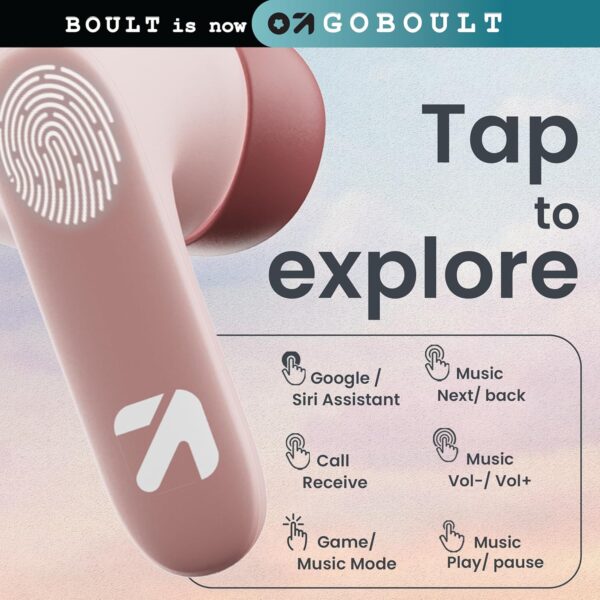 GOBOULT Z20 Pro Truly Wireless Bluetooth Ear Buds with 60 Hours Playtime, 4 Mics Clear Calling, 45ms Low Latency, Touch Controls, TWS Earbuds Bluetooth Wireless (Candy Cane)