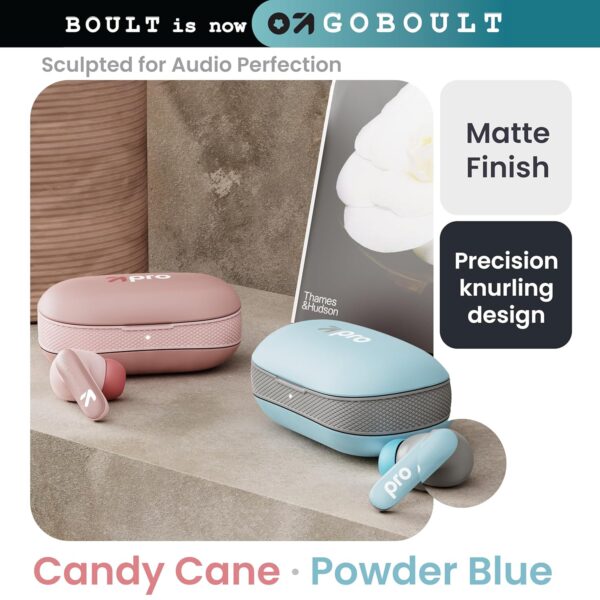 GOBOULT Z20 Pro Truly Wireless Bluetooth Ear Buds with 60 Hours Playtime, 4 Mics Clear Calling, 45ms Low Latency, Touch Controls, TWS Earbuds Bluetooth Wireless (Candy Cane)