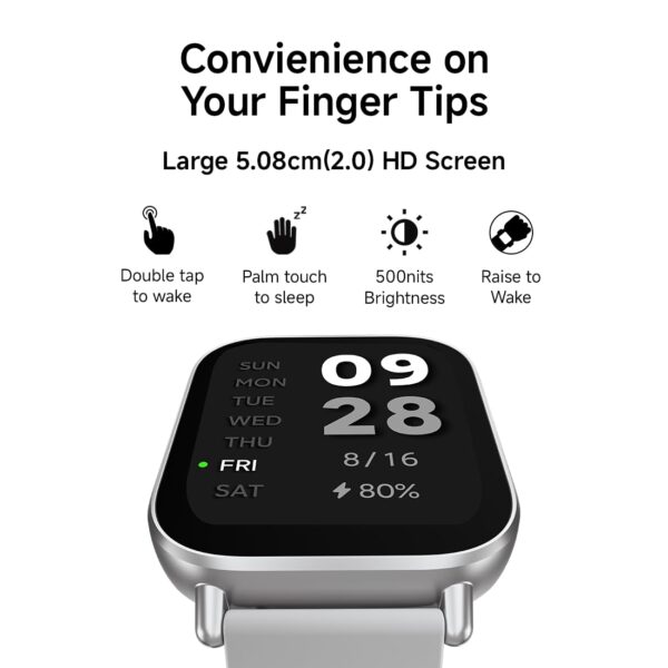 Redmi Watch 5 Active, 2 Display, Metal Body, 18 Day Battery, Bluetooth Calling, Advanced AI Noise Cancellation, Alexa, Black