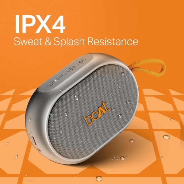 boAt (2025 Stone 110 Bluetooth Speaker with 3W Signature Sound, Up to 15Hrs Playback, Built-in Mic, TWS Feature, Bluetooth v5.4, AUX Port, Voice Assistant & IPX4(Groovy Grey)