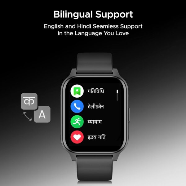 boAt Wave Call 2 Plus Smart Watch w/Bilingual Support (Hindi/English), 1.96”(4.97 cm) HD Display, BT Calling, 100+Sports Modes, Animated Watch Faces, Voice Assistant(Active Black)