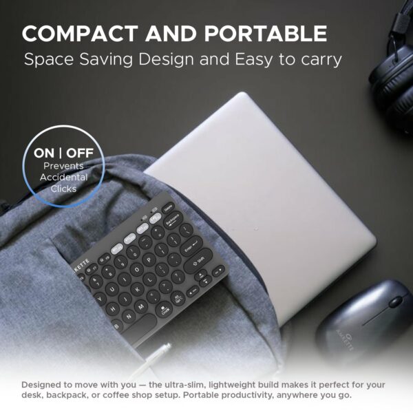 Amkette New and Improved Optimus BT 4 in 1 Multi Device Wireless Keyboard/Bluetooth Keyboard | One Click Device Switching and AI Access for Windows, MacOs, Android and iOS, Dual OS Layout (Grey)