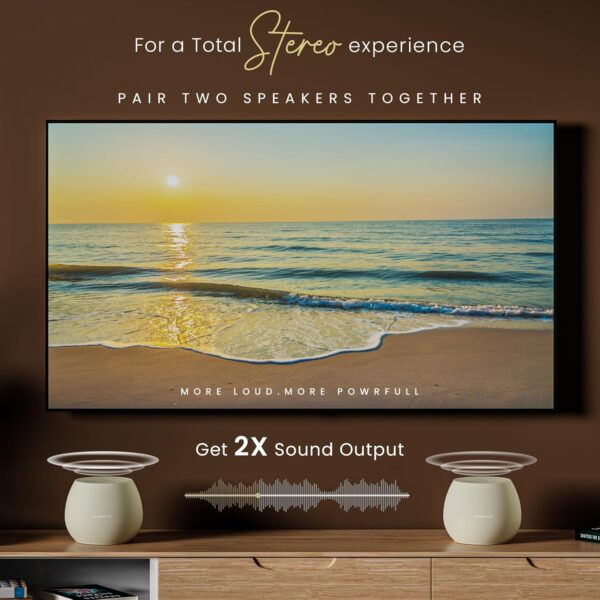 HAMMER Drop 5W Bluetooth Wireless Speaker with Twin Pairing, 1200 mAh Battery, 100H Standby Time, TWS Function, TF Card, USB Slot, Auto-Pairing, in-Built Mic, Type-C Charging, 52mm Driver (Beige)