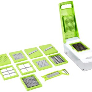 Amazon Brand Solimo 11-in-1 Stainless Steel Vegetable and Fruit Chopper Green