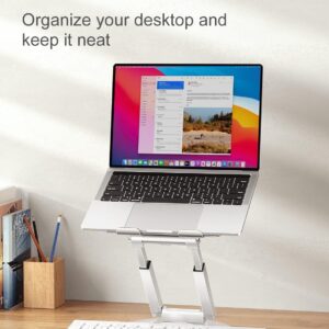 PLIXIO Telescopic Laptop Stand with 360° Swivel Base, Adjustable Sit to Stand Riser, Portable Aluminum Holder for Desk, Ergonomic Height for Good Posture, Fits Laptops 10-17" (Sliver) (A06)