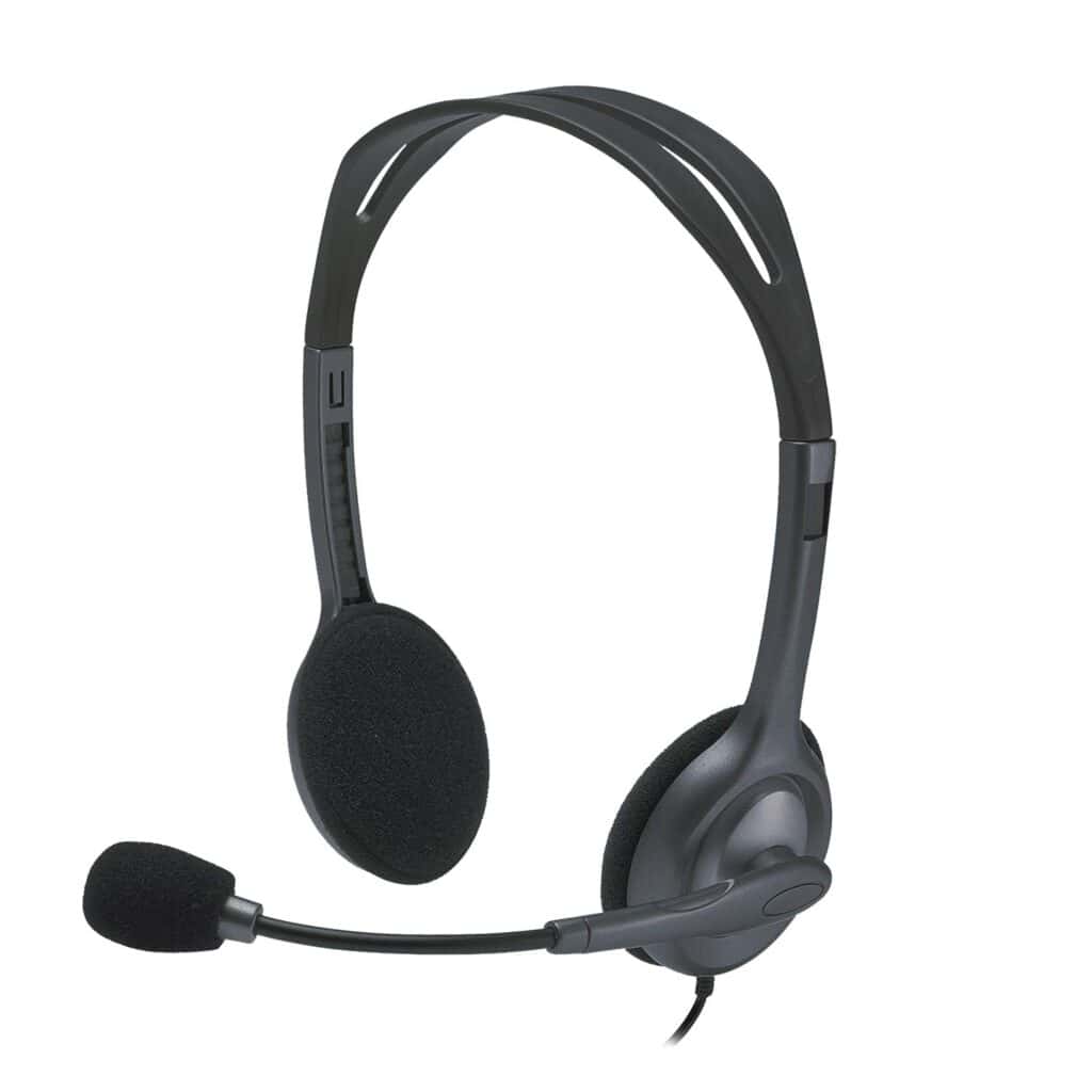 Logitech H111 wired on-ear headphones with mic in Black