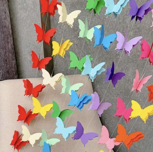 3D Butterfly Decoration Garland 6ft | Party Decor for Birthday & Wedding