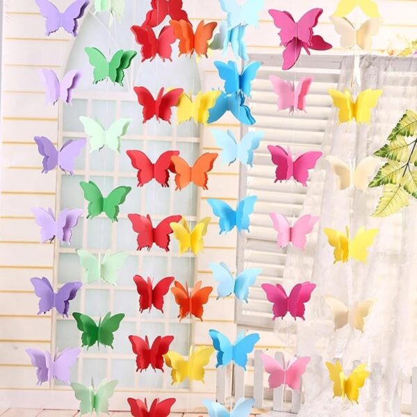 3D Butterfly Decoration Garland 6ft | Party Decor for Birthday & Wedding