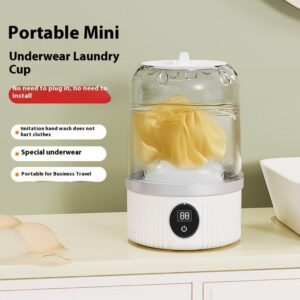 Mini folding washing machine front view with dryer for deep cleaning small clothes and underwear portable design