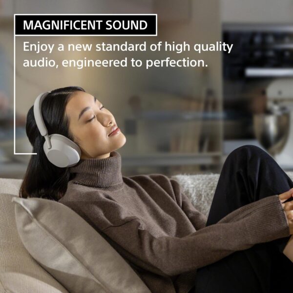 Sony WH-1000XM5 Best Active Noise Cancelling Wireless Bluetooth Over Ear Headphones with Mic for Clear Calling,Battery Life 30 Hours -White