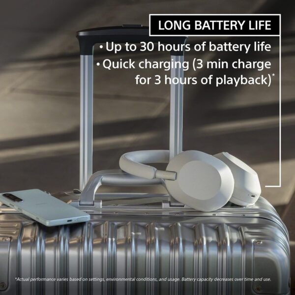 Sony WH-1000XM5 Best Active Noise Cancelling Wireless Bluetooth Over Ear Headphones with Mic for Clear Calling,Battery Life 30 Hours -White