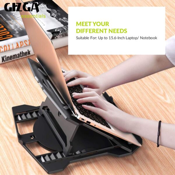 GIZGA Essentials Laptop Stand Riser for 12 to 15.6 Inch Laptop, MacBook, Tablet| Ergonomic Height/Angle Adjustable Stand with Phone Holder, Heat Dissipation, Anti-Slip Base, Portable Lightweight ABS