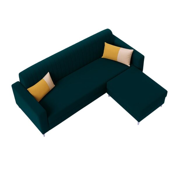 SOCOZI Anton 3 Seater Modular L Shape Sofa Set with Ottoman | Soft Velvet Suede Fabric | Modern Design | Plush Comfort Cushions for Living Room (Greenish Teal)