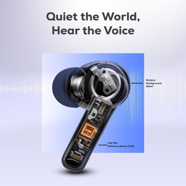 truke New Launch Mega 12 True Wireless in Ear Earbuds W/ 24-Bit Spatial Audio, Premium Leather Textured Design, 70H Playtime Fast Charge Buds, 13mm Drivers TWS, Low Latency, ENC (Indigo Blue)