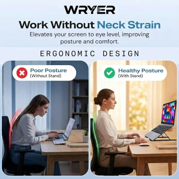 7 Angles Adjustable Aluminum Ergonomic Foldable Portable Tabletop Laptop Stand Riser Holder Compatible with HP, Dell, MacBook, Lenovo & All Other Notebook (White)
