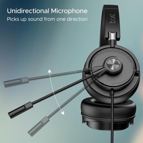 Boat Bassheads 900 Pro Wired Headphones with 40Mm Drivers, Lightweight Foldable Design, Over Ear, Remote Control, Unidirectional Retractable Mic, Adjustable Headband & USB Type-A Compatibility(Black)