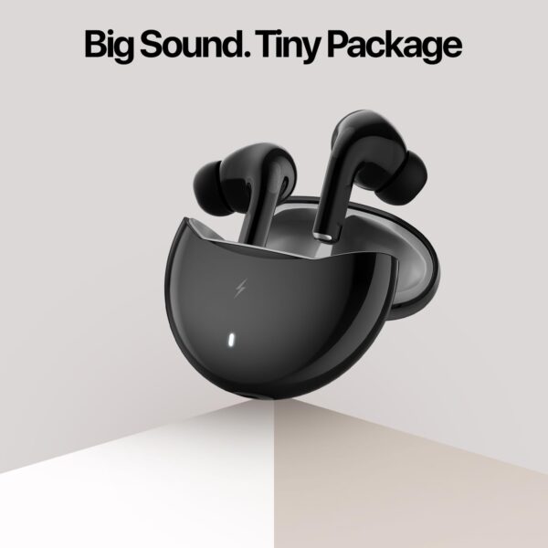 Fire-Boltt Aero TWS Earbuds Custom EQ, Wireless Bluetooth 5.4, Music & App Support, 50H Playtime, Fast Charging Case, 50ms Low Latency for Gaming, Touch Controls, IPX4 Waterproof, Clear Calls - Black