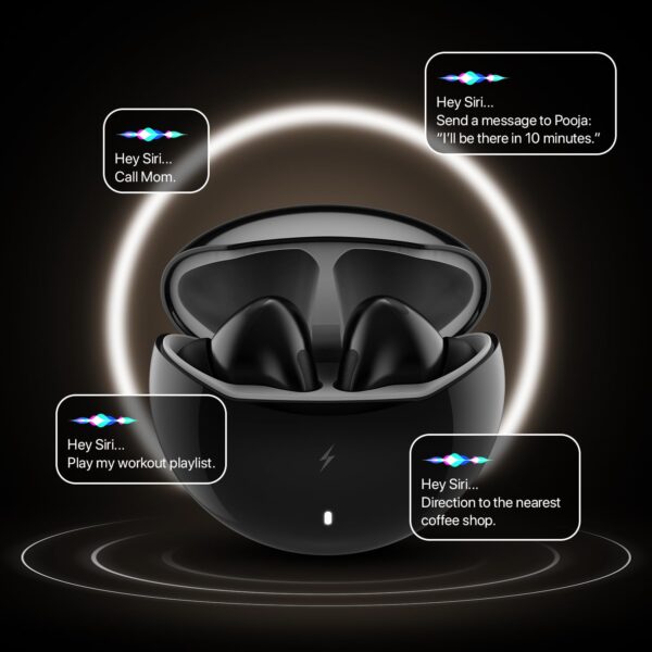 Fire-Boltt Aero TWS Earbuds Custom EQ, Wireless Bluetooth 5.4, Music & App Support, 50H Playtime, Fast Charging Case, 50ms Low Latency for Gaming, Touch Controls, IPX4 Waterproof, Clear Calls - Black