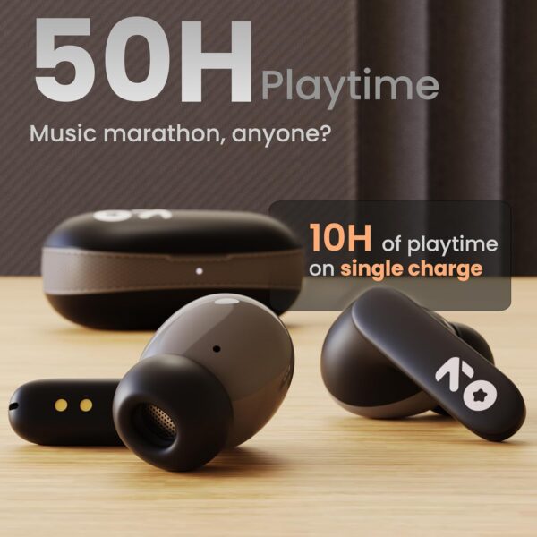 GOBOULT Y1 Ear Buds Wireless with 50Hr Playtime, Clear Calling ENC Mic, Low Latency Made in India, Gaming, 10mm Bass Drivers Earbuds Buds TWS Bluetooth (Black)