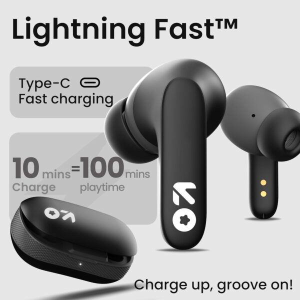 GOBOULT Y1 Ear Buds Wireless with 50Hr Playtime, Clear Calling ENC Mic, Low Latency Made in India, Gaming, 10mm Bass Drivers Earbuds Buds TWS Bluetooth (Black)