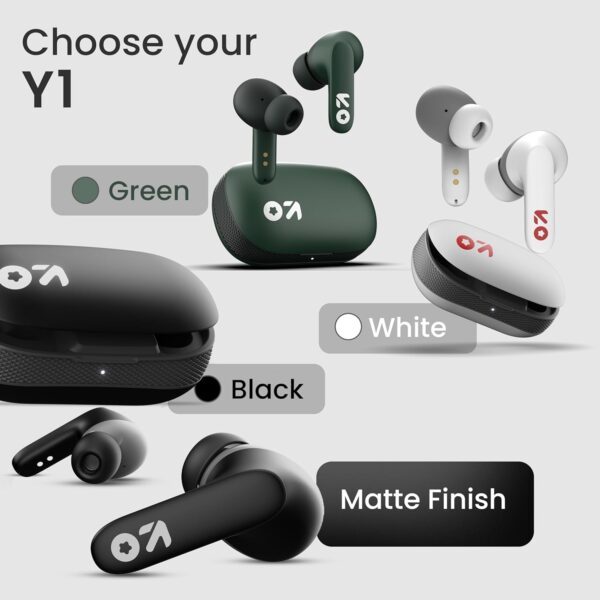 GOBOULT Y1 Ear Buds Wireless with 50Hr Playtime, Clear Calling ENC Mic, Low Latency Made in India, Gaming, 10mm Bass Drivers Earbuds Buds TWS Bluetooth (Black)