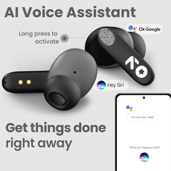 GOBOULT Y1 Ear Buds Wireless with 50Hr Playtime, Clear Calling ENC Mic, Low Latency Made in India, Gaming, 10mm Bass Drivers Earbuds Buds TWS Bluetooth (Black)