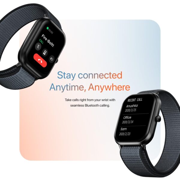 Fire-Boltt Ninja Call Pro Max Nyluxe Smart Watch 2.01″ with Bluetooth Calling, Voice Assistance, SpO2 & Heart Rate Monitor, 120+ Sports Modes, IP67 Waterproof, Smart Watch for Men & Women - Grey