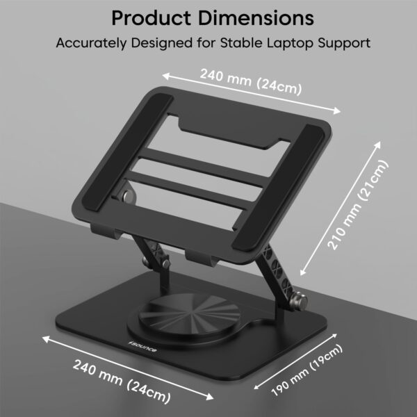 Sounce HyperLift Aluminium Laptop Stand, 6-Angle Adjustable Ergonomic Foldable Riser with Carry Pouch, Ventilated Cooling, Anti-Slip, Compatible with MacBook HP Dell Lenovo 10-15.6 Inch (Black)